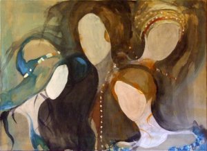 Četiri žene, Slikana svila, 100x70, 2009. - 100€